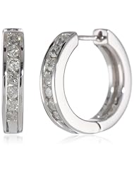 Sterling Silver Channel-Set Diamond Hoop Earrings (0.50 cttw, I Color, I2-I3 Clarity) 0.5" Diameter)