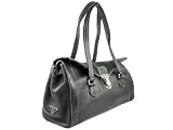 Prada Pushlock Leather Handbag (BR2375) - Black by Prada for Women
