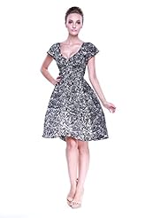 Tropical Print Summer Short Sleeves Rayon Flowy  Dress