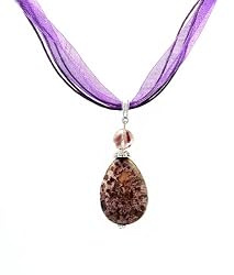 Necklace - N48 - Genuine Semi Precious Gemstone on Five-Strand Organza and Cotton Cord + 2" Extension Chain - Oval Shape ~ Tiger Jasper