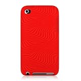Red Minisuit Touch Case – Silicone skin design cases for Apple iPod Touch 4g 4th Generation bonus screen protector + Minisuit LCD Cleaner
