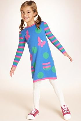 Pure Cotton Crew Neck Butterfly Knitted Dress