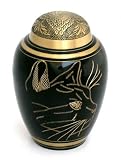 Etched Cat Brass Urn
