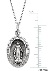 Sterling Silver Miraculous Medal Pendant Necklace