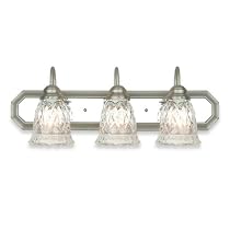Royce Lighting RV4003BS Three-Light Mirrored back Vanity Brushed Steel with Cut Crystal Globes