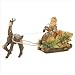 Wood Cut Santa Claus With Reindeer Statue Figurine Gift