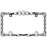 3D Triple Skulls w  Blades & Chain Link Car Truck SUV Chrome License Plate Frame by Cruiser