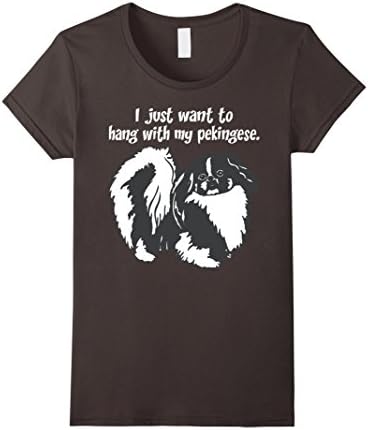 Women's I Just Want To Hang With My Pekingese Dog TShirt Small Asphalt
