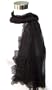Embroidered/Crystal Floral on Black - Silk Long Scarf 20" x 68"