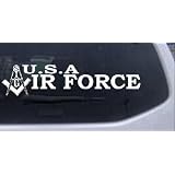 10in X 2.4in White -- Air Force Masonic Compass and Square Military Car Window Wall... by Rad Dezigns