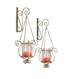 Hanging Wire Basket Wall Mount Sconce Votive Candleholder Set Of 2
