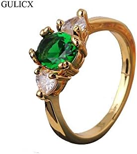C2JewGULICX Fashion Brand Promise Ring for Women 24K Yellow Gold Plated Ring Emerald Green Crystal Zirconia CZ Ring Jewelry R221