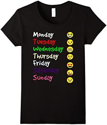Women's Emoji T-Shirt Love Your Emoticon Shirt 7 Days A Week Color Large Black