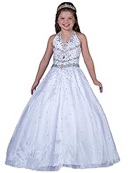 Girls  Backless Crystal Crystals Lace Organza  Ball Gown Pageant Dress/Prom Dress/Party Dress 