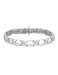 Sterling Silver Diamond Hugs-and-Kisses XOXO Sleek Bracelet