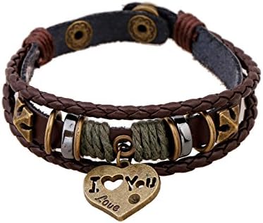 Lovely Valentine's Gift,"I Love You" Pendant Promise Key to My Heart Bracelet Leather