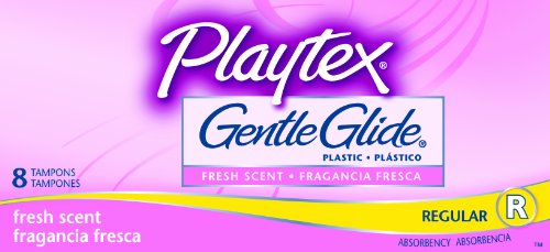 Playtex Gentle Glide Tampons With Comfortable Plastic Applicator, Regular Absorbency, Fresh Scent, 8-Count (Pack of 4)