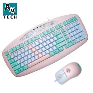 A4Tech KBS-6135BP ergonomische Tastatur-/Maus-Set für Kinder rosa
