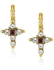 The Vatican Library Collection Crystal Cross Leverback Earrings