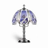 ORE International K306 Glass Dolphin Scene Touch Lamp, Black Chrome