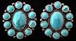 Southwestern Native American Handmade Turquoise Cluster Earrings by Navajo Artist Kirk Smith in Sterling Silver, #349