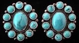 Sterling Silver and Turquoise Cluster Earrings by Navajo Artist Kirk Smith, #349