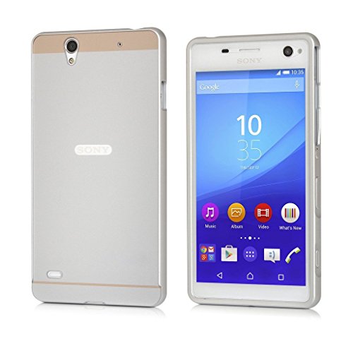 Sony Xperia C4 Case, Vistore stylish Ultra Thin Lightweight Durable Shockproof CNC Aluminum Metal Bumper Frame Case with Hard PC Back Cover(Silver)