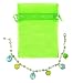 Bracelet - B273 - Lampwork, Crackle Glass and Swarovski (tm) Crystal Beads - Adjustable to Fit + Matching Organza Bag ~ Peridot (Lime Green)
