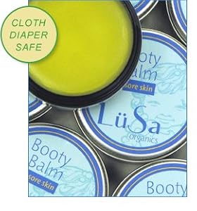 Lusa Organics Booty Balm - All Natural Organic Ingredients Soothe Sore Baby Bottoms Including Diaper Rash, Cuts, Scrapes, Sunburn, and Windburn - .8 Oz