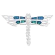Tressa Sterling Silver Created Blue Opal White Cubic Zirconia Dragonfly Pin