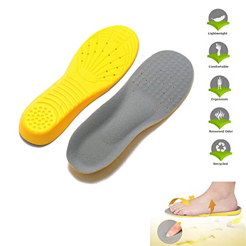 LEAGY Men s & Women s Memory Foam Orthopedic Silica Gel Yellow Shoe Insole, Odor-x Odor Fighting Insoles, Orthopedic Shoes, Plantar Fasciitis Shoes, Superfeet Yellow, Orthotic Inserts, 6-10 (US)