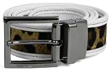 Dolce & Gabbana 85cm Leopard Canvas White Leather Belt BC1453-A4443-80001-85