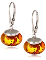 Sterling Silver Cognac Amber Drop Earrings