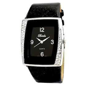Breda Womens 3170_black Mei Rectangle Rhinestone Leather Watc
