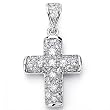Eye-Catching Solid Sterling Silver Cubic Zirconia Rhodium Plated Cross Pendant with Pave' Set Cubic Zirconia Stones.