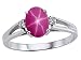 1.04 cts Lab Created Star Ruby and Genuine Diamonds Ring - 14kt White or Yellow Gold