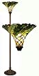Tiffany-style Green Leafy Torchiere Lamp