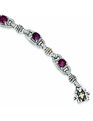 Sterling Silver with 14k Gold 6.57Rhodilite Garnet 7.25in Bracelet - Antique Boutique - Vintage Style - Jewelry