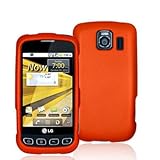 Orange Rubberized Snap-On Hard Skin Case Cover for LG Optimus S LS670 Phone ....