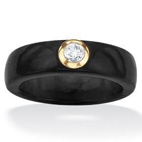 10k Gold Black Jade and White Topaz Ring Size 5
