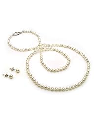 Rare Baby Akoya set, 3-3.5mm. studs and 18" necklace with 14K white gold clasp