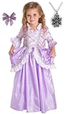 Rapunzel Princess Dress-up Costume with Hair Bow and Wondercharms Necklace - MEDIUM (3-5)