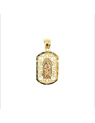 14k Tricolor Gold, Virgin Mary Guadalupe Pendant Charm 10mm Wide