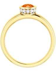 18K Yellow Gold 7.00x5.00mm Oval Cut Mexican Fire Opal and Diamond Ring -- LIFETIME WARRANTY