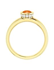 10K Yellow Gold 7.00x5.00mm Oval Cut Mexican Fire Opal and Diamond Ring -- LIFETIME WARRANTY