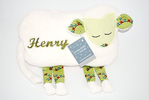 Baby Lamb , Sheep Pillow, Green trains, Keepsake