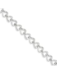 Genuine .925 Sterling Silver Diamond Hearts Bracelet 9.1 Grams . 100% Satisfaction Guaranteed.