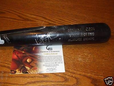 Vinny Rottino Autographed Bat - Autographed MLB Bats