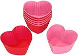 12 Silicone Heart Muffin / Cupcake Cups, 12 Pack
