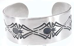 Spiders Spider Print Engraving Pewter Cuff Bracelet